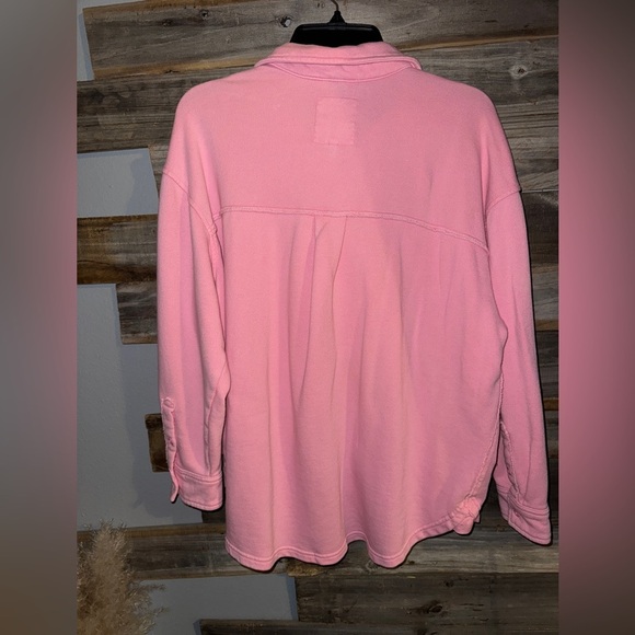 Aerie Pink Fleece Oversized Button Shirt Shacket Size XSmall - Picture 3 of 7